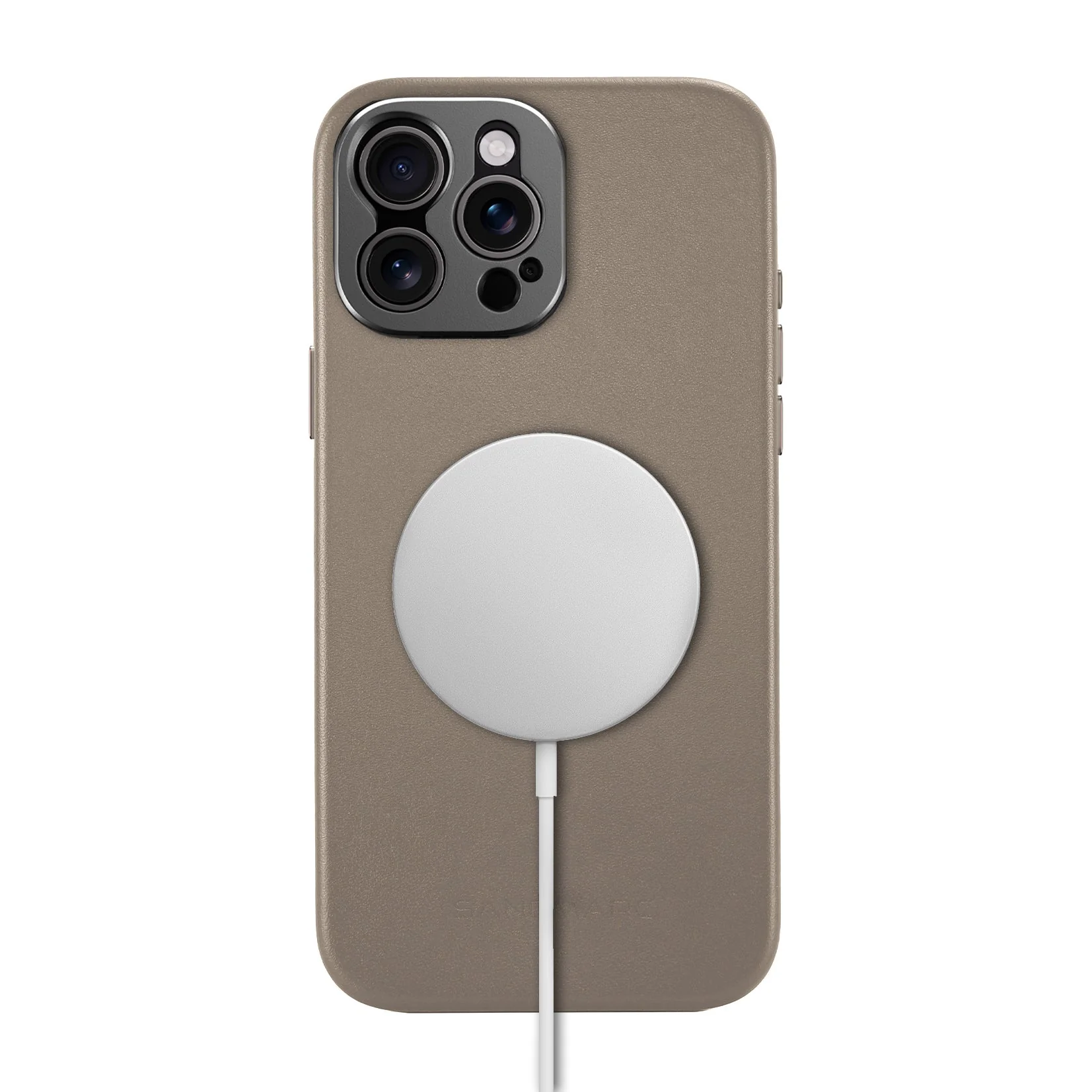 Refurbished Pro Leather Case - iPhone 15 Pro Max - Sand (MagSafe Compatible) - Image 6