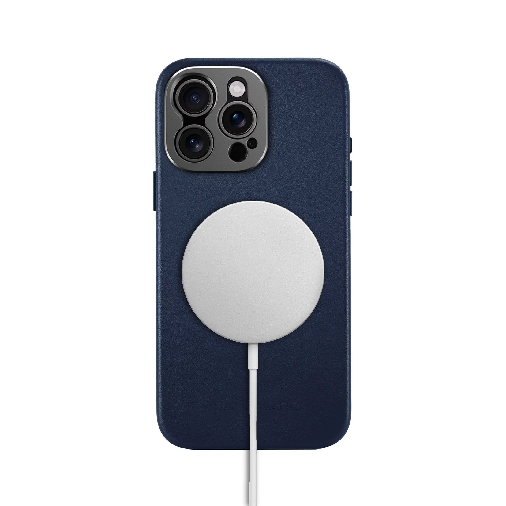 Refurbished Pro Leather Case - iPhone 15 Pro - Navy (MagSafe Compatible) - Image 5
