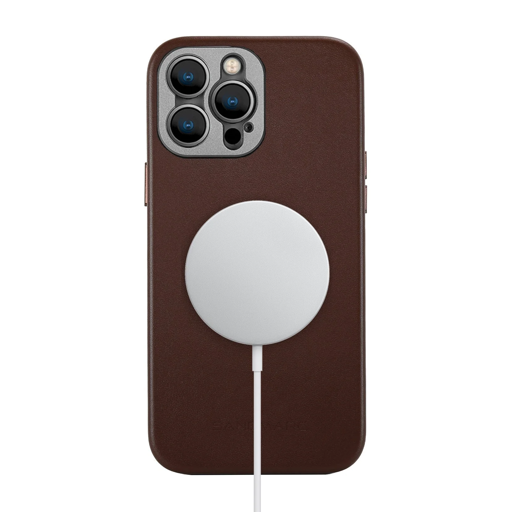 Refurbished Pro Leather Case - iPhone 14 Pro - Brown (MagSafe Compatible) - Image 7
