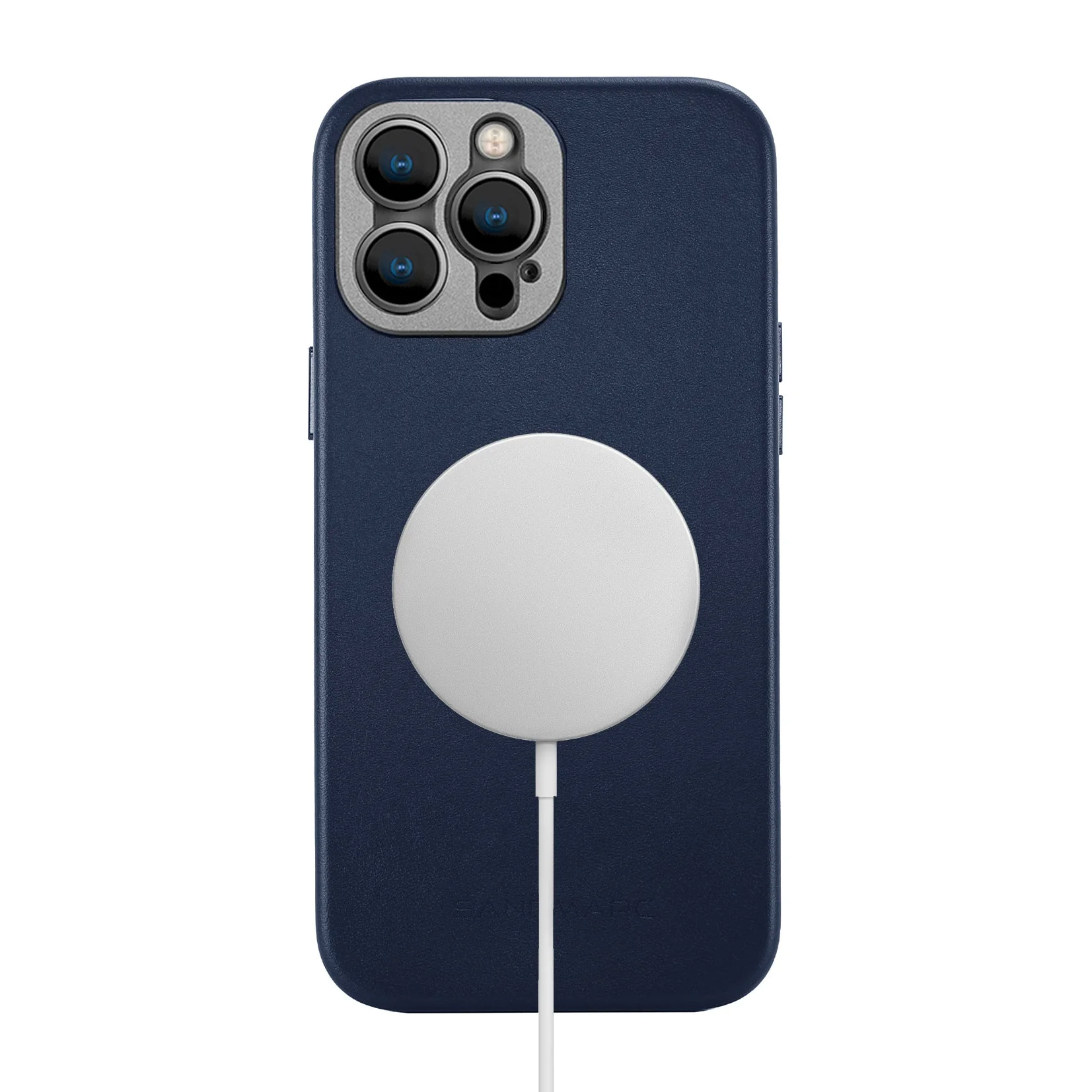 Refurbished Pro Leather Case - iPhone 14 Pro Max - Navy (MagSafe Compatible) - Image 7